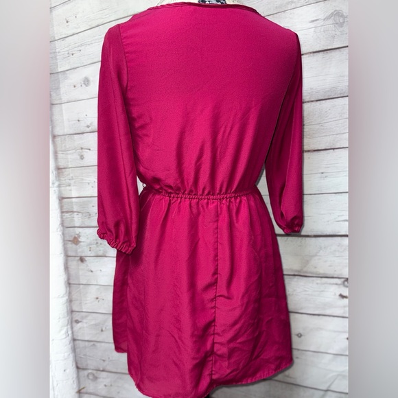 Sequin Hearts Fuchsia Long Sleeve Dress - Picture 4 of 4